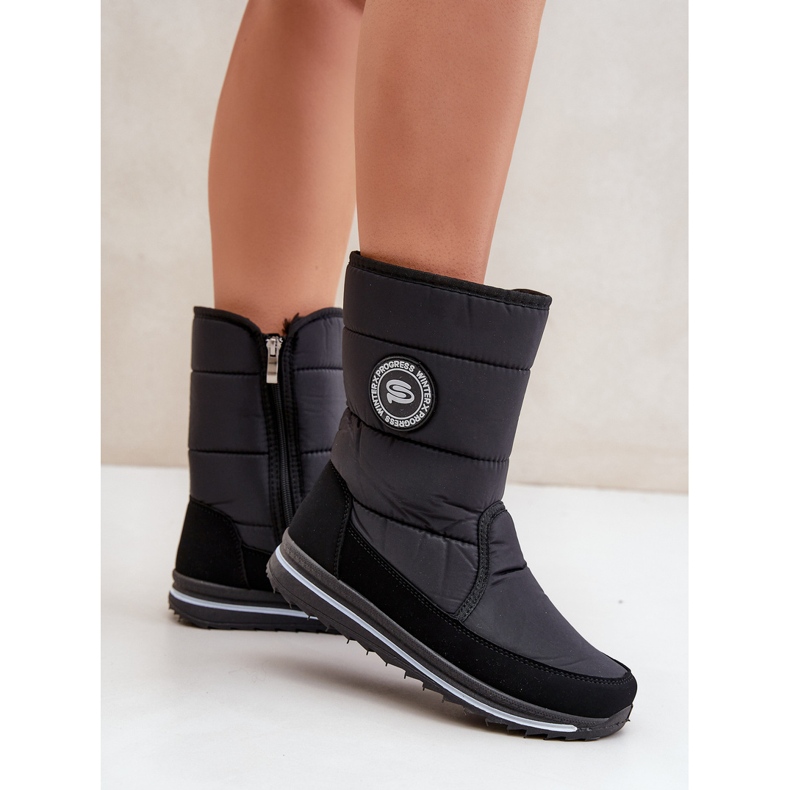 Women's Snow Boots With Zipper Progress PROGJ-21-09 Black