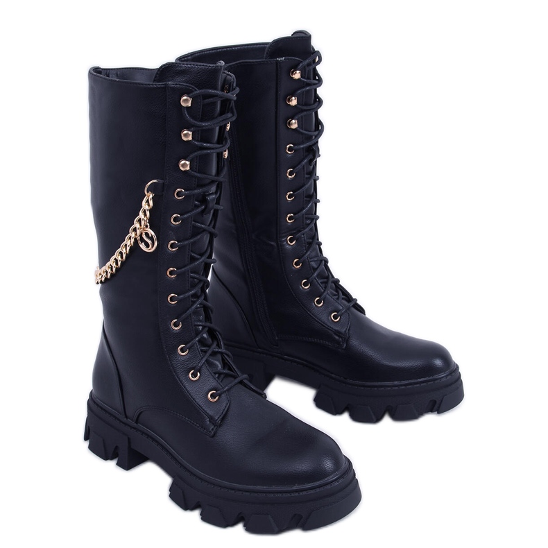 BM Women's riding boots with a chain Totah Black