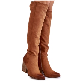 Lewski Shoes Women's Leather Thigh High Boots Lewski 2833 Camel brown