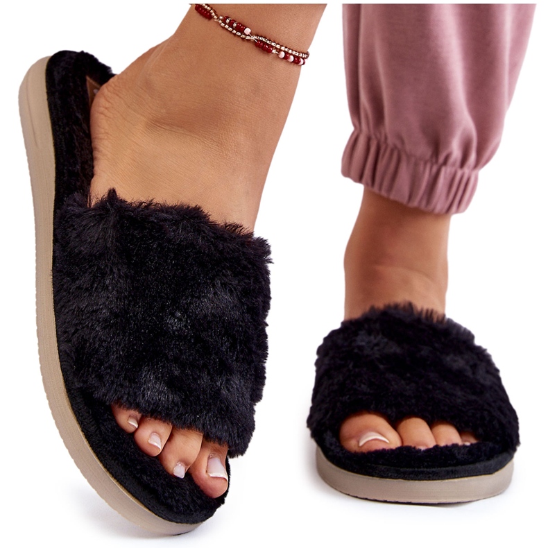 Home Slippers Slippers With Fur Inblu EK-05-014 Black