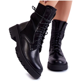 PA1 Leather Socks Lace-up Boots Black Riston