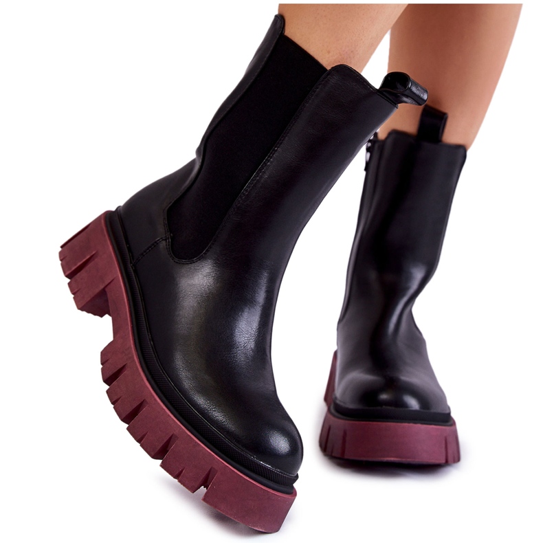Women's Platform Workers Boots Black-Claret Aliana