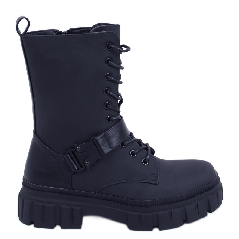 BM Kieran Black flat lace-up boots