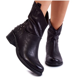 Black Lance Women's Boots With Zipper Studs
