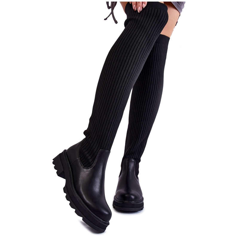 PA1 Women's Socks Over The Knee Boots Glorie Black