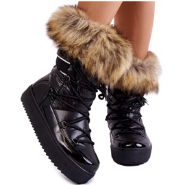 PA1 Women's Lace-up Snow Boots With Fur Black Shannon