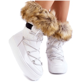 Women's White Shannon Lace-up Snow Boots