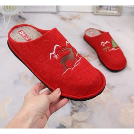 Women's home slippers made of wool felt red Big Star KK276017 Women's home slippers made of wool felt red Big Star KK276017