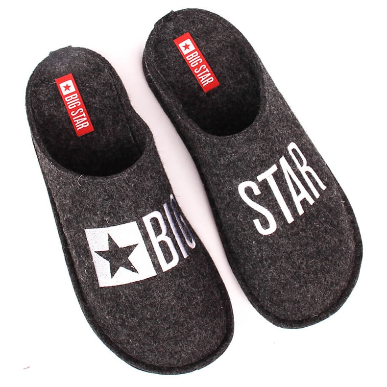Men's home slippers made of wool felt Big Star KK176003 black