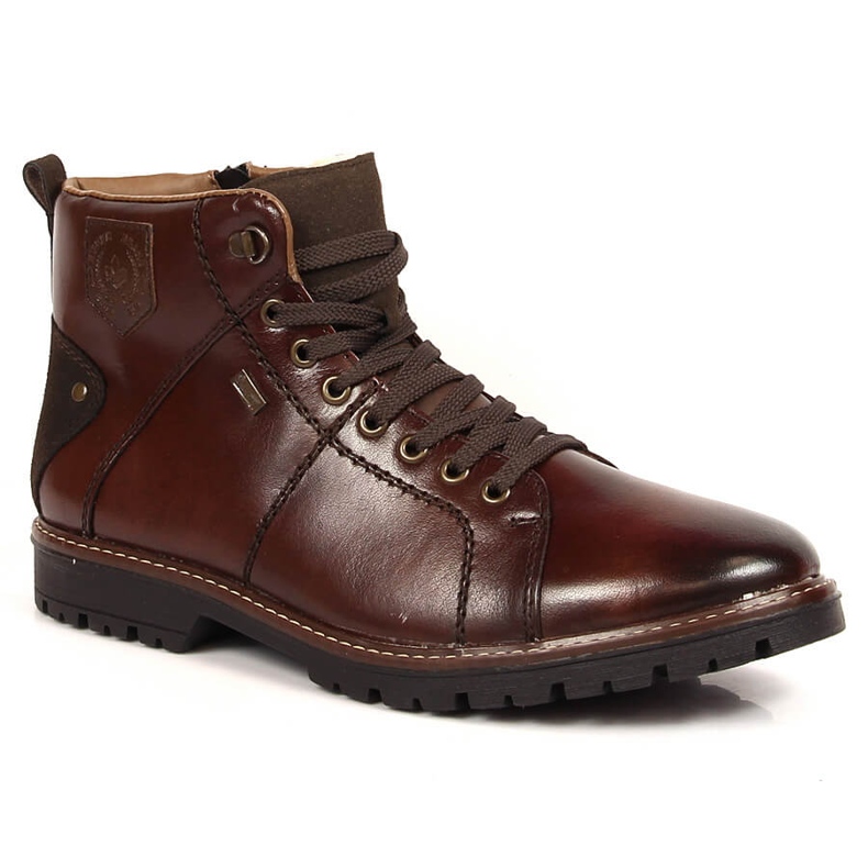 Waterproof winter boots for men insulated with sheep wool Rieker F3602-25 brown