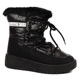 Black Filippo lace-up warm women's snow boots