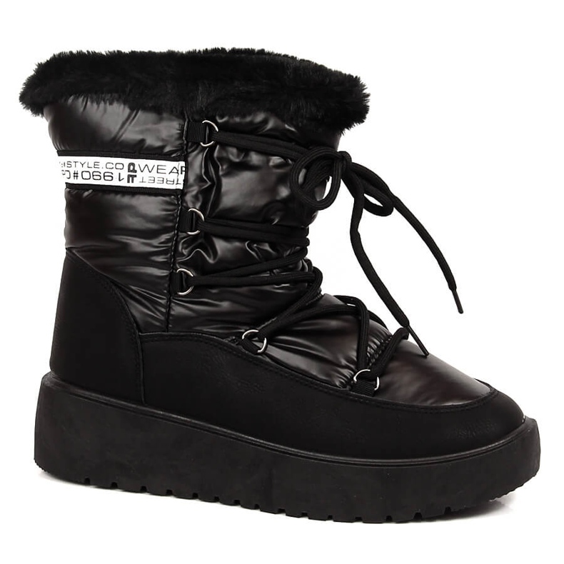Black Filippo lace-up warm women's snow boots