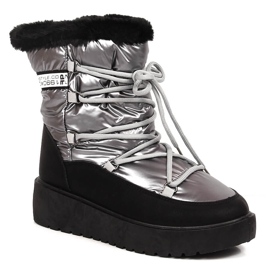 Women's silver lace-up warm winter boots Filippo