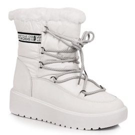 White Filippo lace-up warm women's snow boots