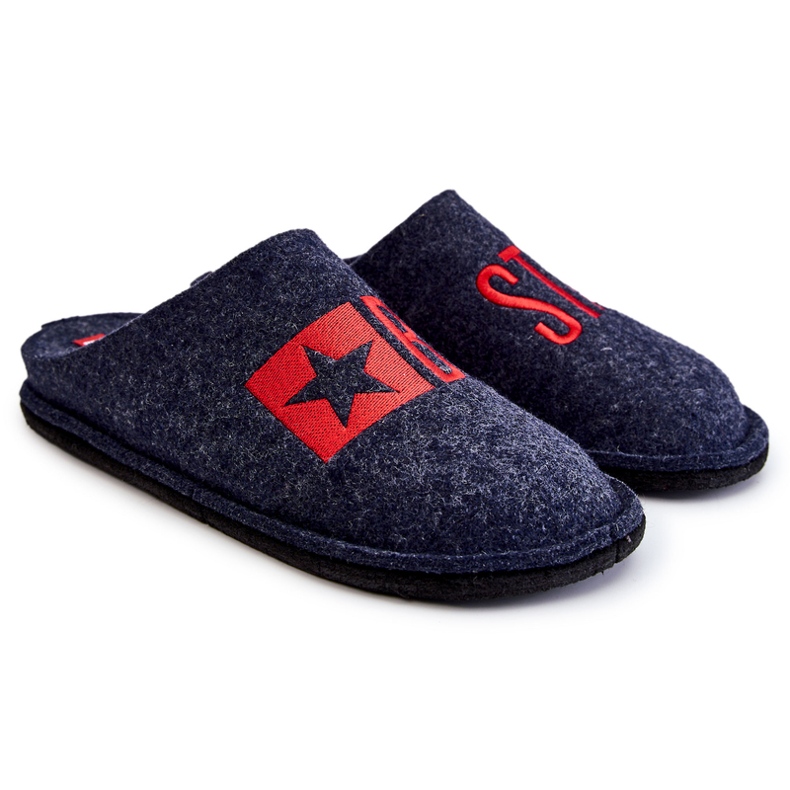 Classic Men's Slippers Big Star KK176002 Navy Blue