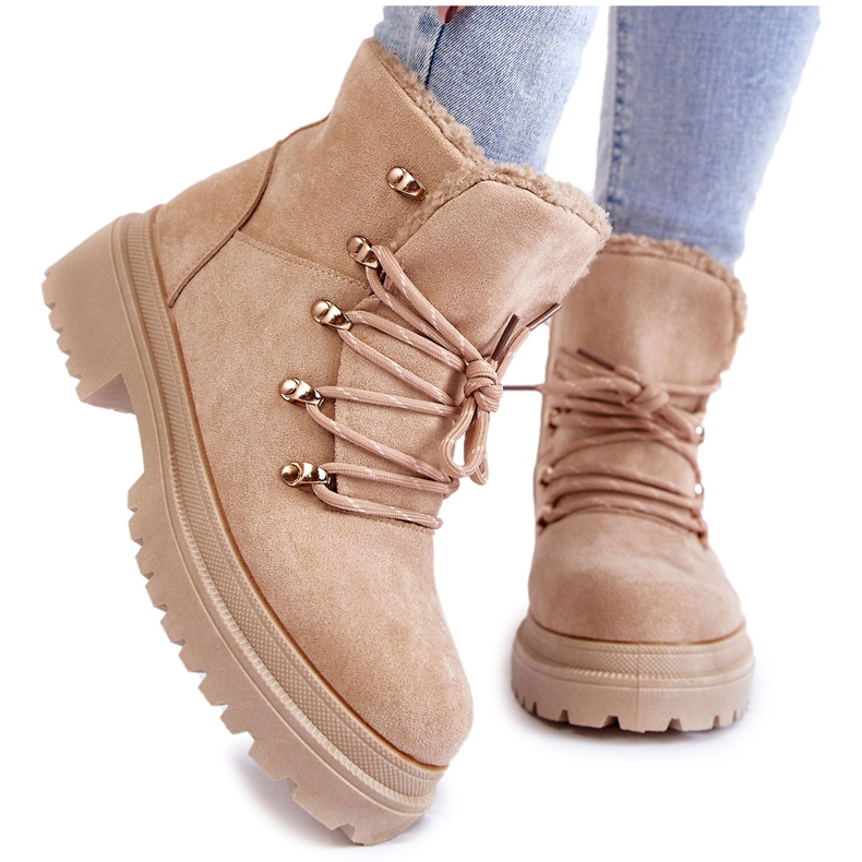 Women's Suede Boots Beige Bellita Trappers