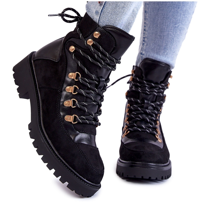 Women's Black Warm Boots Lace-up Jesse