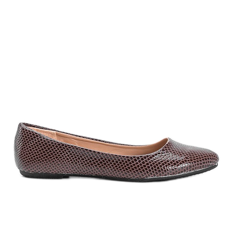 PA1 Brown patent ballerinas in a Mozzare crocodile skin pattern