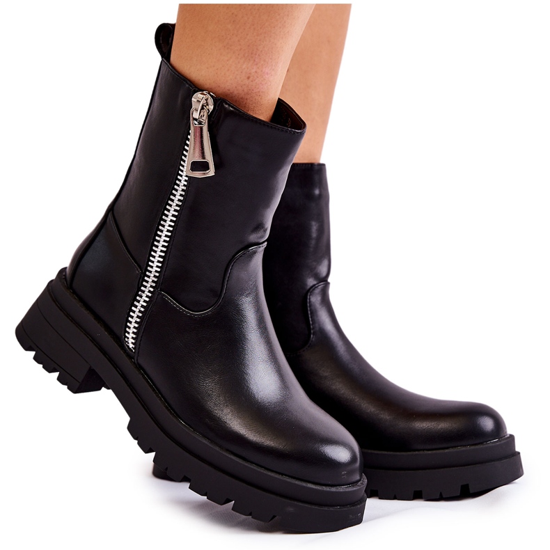 Women's Black Warm Boots With Zippers
