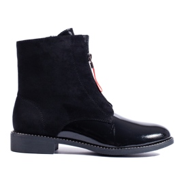 Classic black ankle boots with flat heels