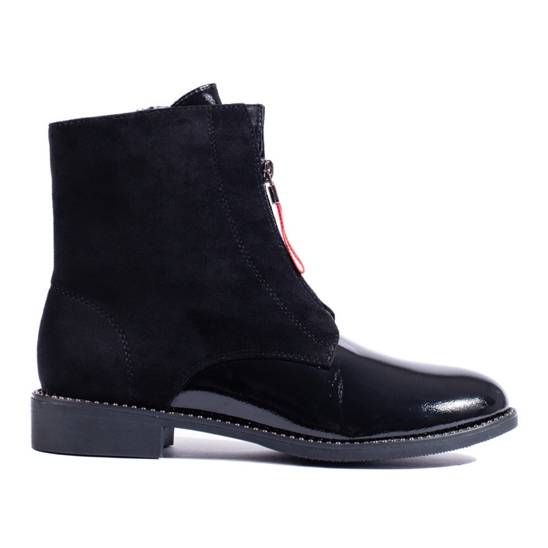 Classic black ankle boots with flat heels