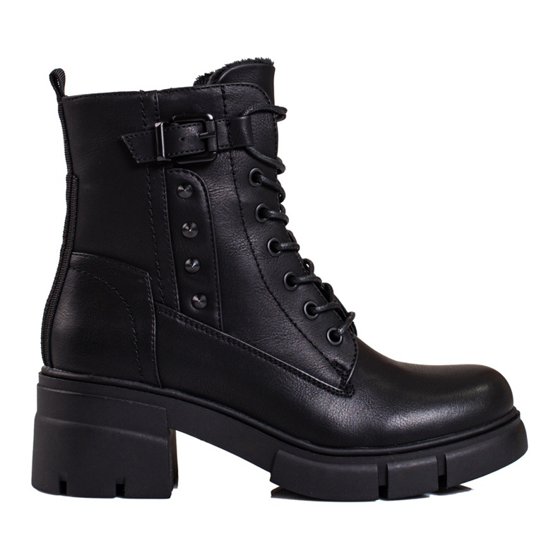 Lace-up boots on the shelovet platform black Lace-up boots on the shelovet platform black
