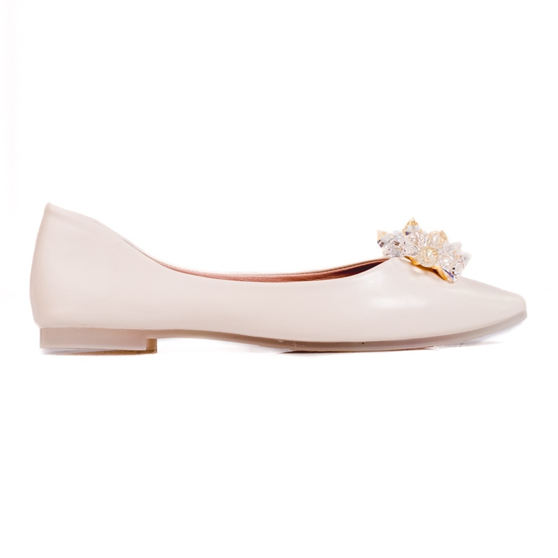 Women's ballerinas with shelovet crystals beige