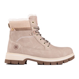 Ladies' beige trappers with shelovet fur