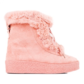 Women's snow boots on the shelovet platform pink