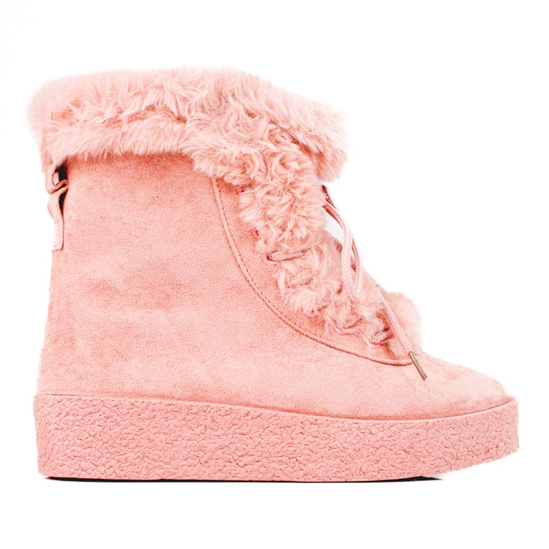 Women's snow boots on the shelovet platform pink
