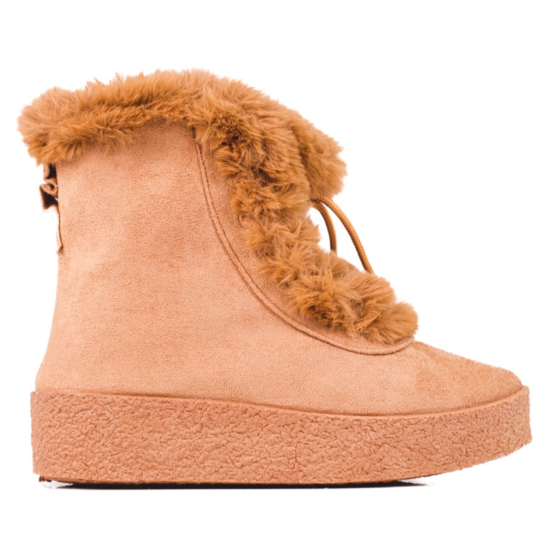 Women's snow boots on the shelovet platform brown