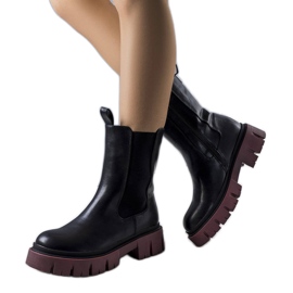 Evento Black boots with a purple Kaydence sole