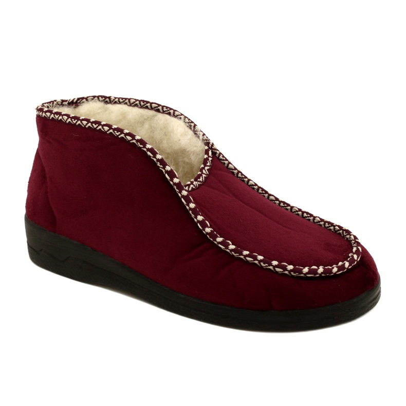 Warm slippers Felt Adanex 17013 Burgundy multicolored