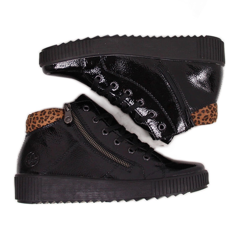 Black lacquered women's boots Rieker M6434 Black lacquered women's boots Rieker M6434