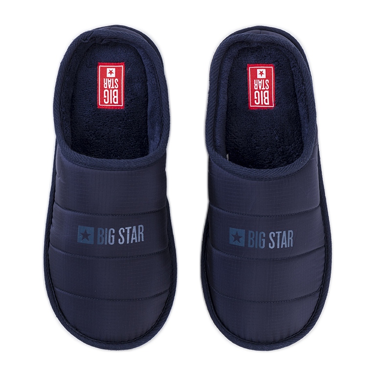 Big Star Navy blue men's insulated slippers KK174360