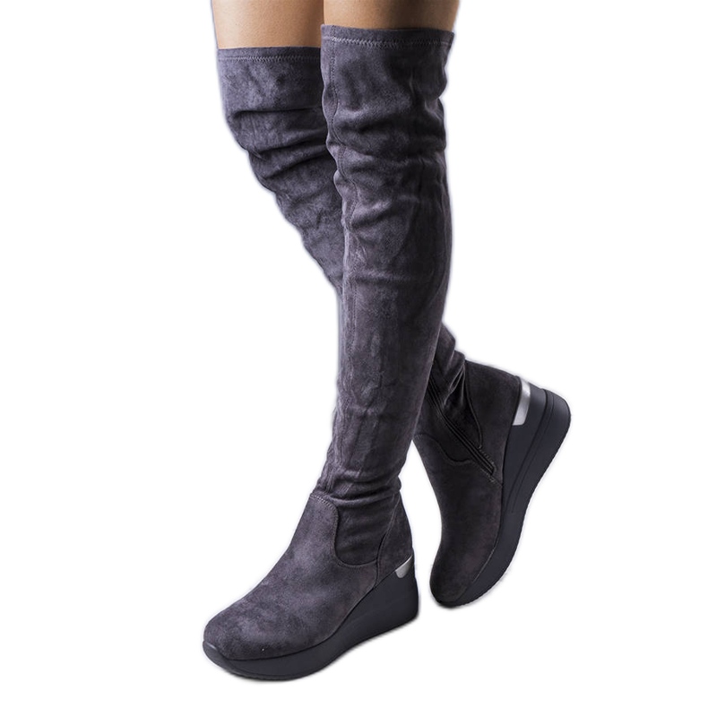 PA1 Gray suede wedge boots from Roland grey