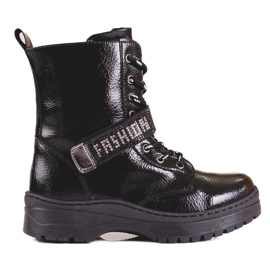 W. Potocki Potocki girls' boots with crystals black