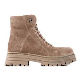 Natural leather beige trappers