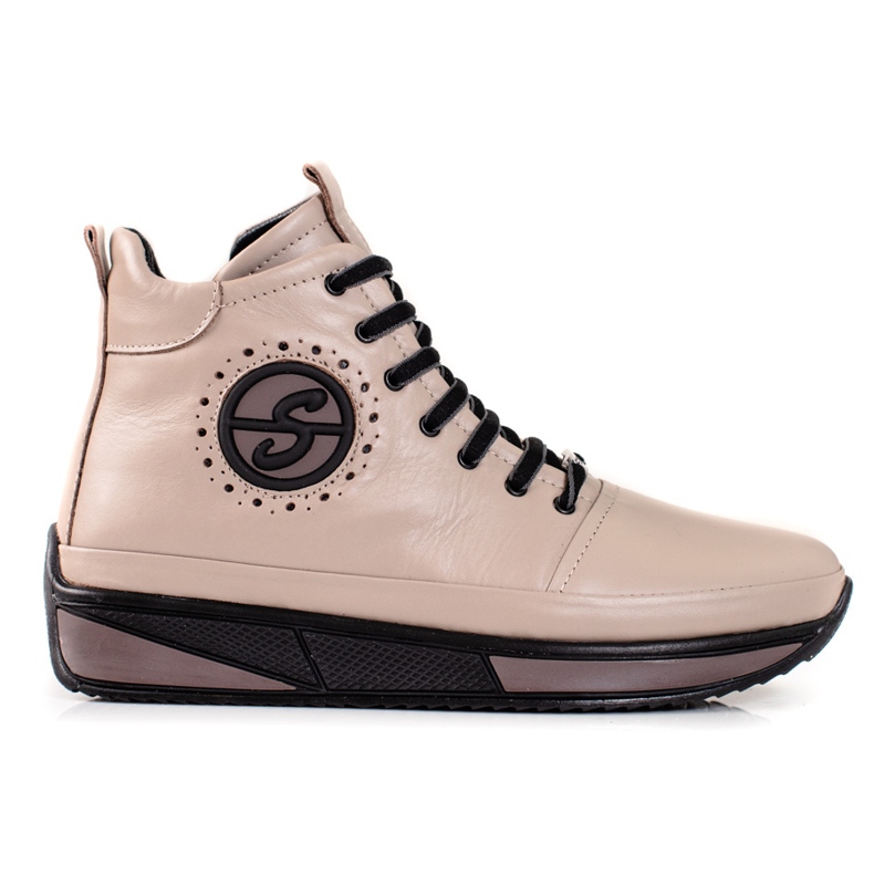 Women's sneakers on the Shelovet platform made of natural leather beige Women's sneakers on the Shelovet platform made of natural leather beige