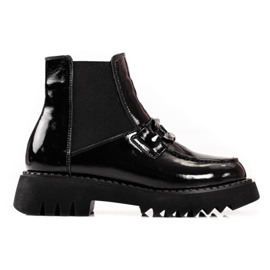 Women's leather platform boots black