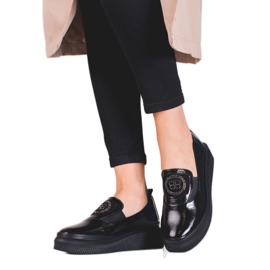 Leather women's Shelovet shoes black Leather women's Shelovet shoes black