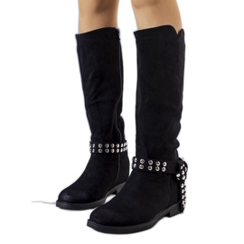Black, insulated wedge boots from Novate