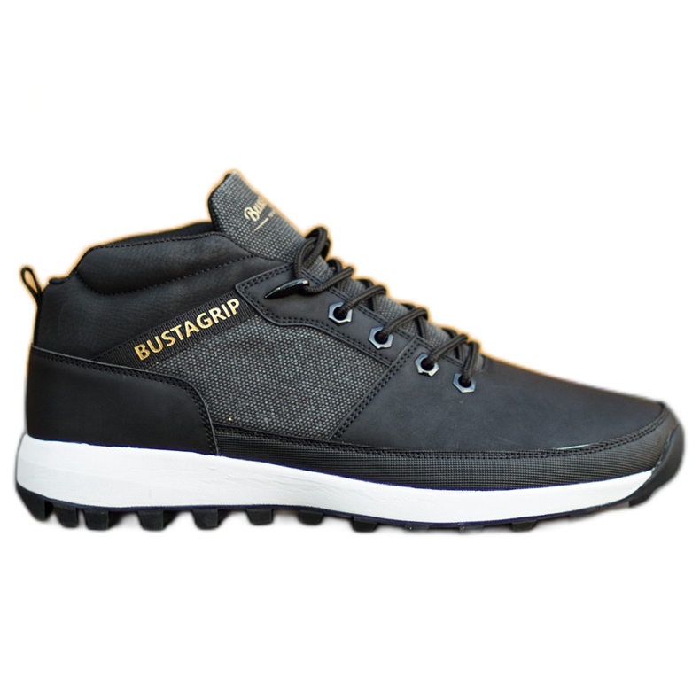 Leather sneakers for men black shoes Trax Bustagrip