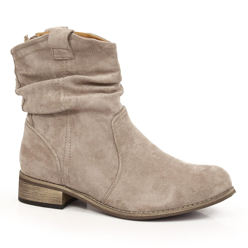 Women's suede, warm cowboy boots, beige Jezzi