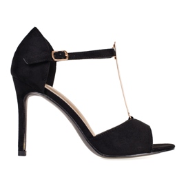 Women's black suede pumps with exposed Shelovet fingers