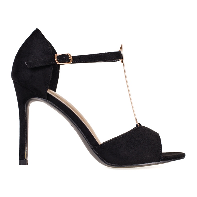 Women's black suede pumps with exposed Shelovet fingers