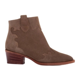 Marco Shoes Natural suede ankle boots without insulation beige green