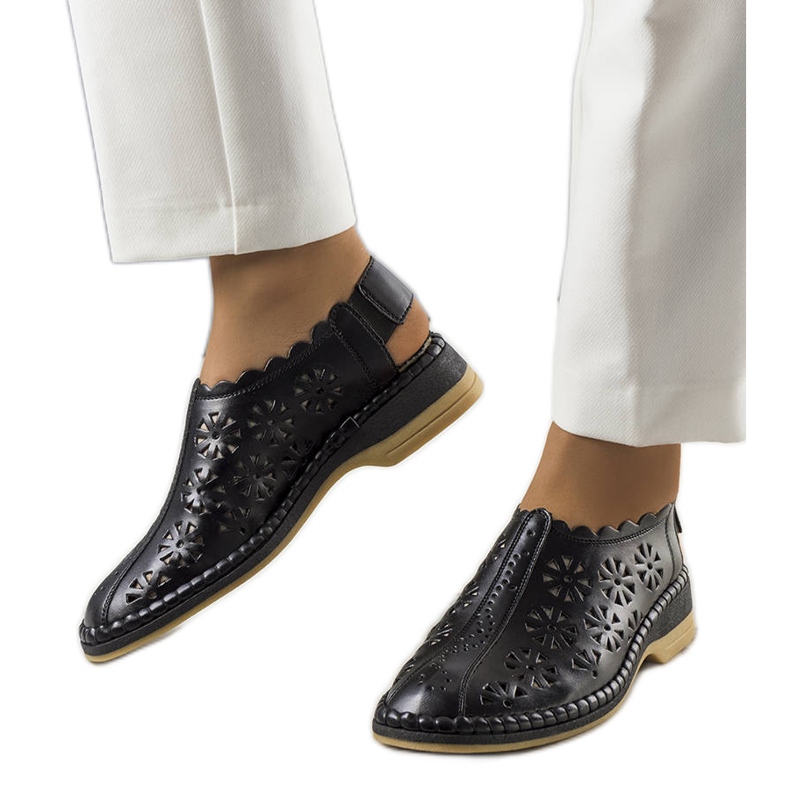 PA1 Black openwork Ferre slippers