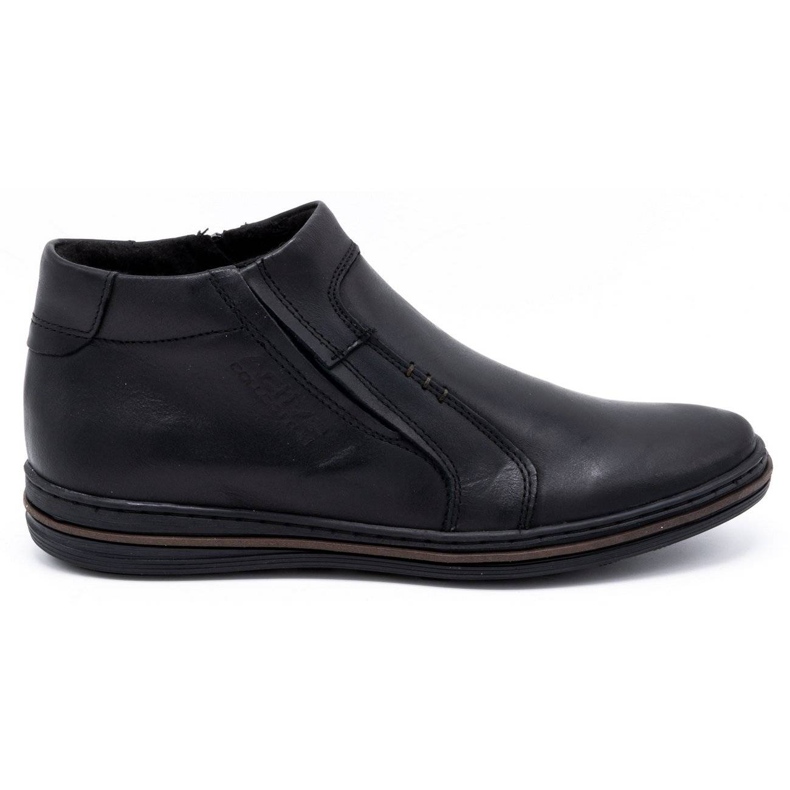Polbut Men's winter leather boots 381F black