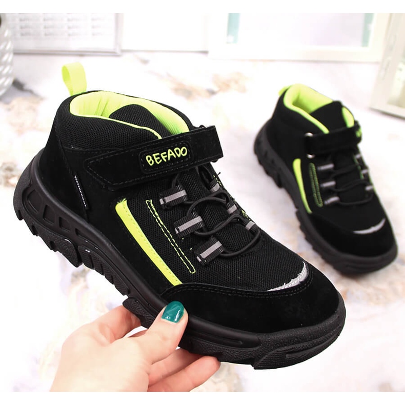 Children's waterproof high trekking shoes black Befado 515X004